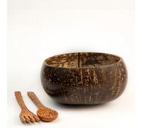 M1SS Jumbo Polished Coconut Bowl Set | 900 ML Capacity | Includes Spoon & Fork | Perfect for Smoothies, Salads, and Desserts | Eco-Friendly, Handmade from Natural Coconut Shell
