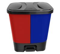 M1SS Large 37 Litres Dual Compartment Double Rubbish Waste Separation Bin with Lid and Removable Buckets Plastic Pedal Bin Recycling Bin 2 x 18.5L Rubbish Bin Trash Can for Home, Office [Red + Blue]