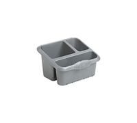 M1SS Large High-Grade Plastic Sink Tidy Drainer Kitchen Caddy Cleaning Organiser 3 Compartment Sponge, Brush, Cloth Holder Kitchen Utensils Holder (Silver)
