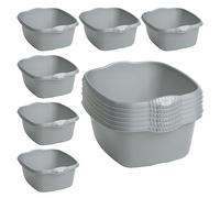 M1SS Large Rectangular Washing Up Bowl, 12 Litre, Silver High Grade 39cm Rectangular Basin Kitchen Mixing Bowls Sink Tidy Bowl Kitchen Sink, Basin Mixing, Tidy Organizer (Set of 12)