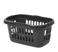 M1SS Laundry Basket High Grade Plastic Washing Clothes Linen Storage Bin Tidy Household Wash Basket Storage Stackable Organiser Linen Storage Hipster Oval Basket (Without Lid, Midnight Black)