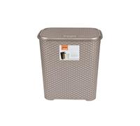 M1SS Laundry Basket w/ Lid Virgin Plastic Small 45L Litre Laundry Drop All Knit Design Hamper Storage Washing Basket Dirty Baskets w/ Handles Bin Bathroom Bedroom 43 x 27 x 44cm (Mocha) (20667)