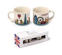 M1SS London Icons Skyline Espresso Cups Set of 2 - 100ml Porcelain Coffee Cups with Iconic London Landmarks Design - Dishwasher & Microwave Safe, Gift Set for Coffee Lovers & Collectors