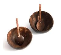 M1SS - Mini Coconut Shell Bowl | 2 Bowls Come with 2 Spoons | 150 ML Capacity Each | Perfect for Serving Sauce, Chutney, Desserts | Eco-Friendly & Handmade | Made from Natural Coconut Shells