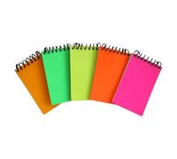 M1SS Mini Spiral Notebook, Pack of 30 - Unruled Small Notepads, Spiral Pocket Wirebound Notebooks Assorted Bright Neon Colours for Work School University College Office