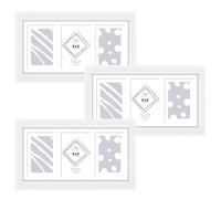 M1SS Multi Photo Picture Frames - White 3 Aperture 4 x 6 Frame - Set of 3 - 10 cm x 15 cm - REAL GLASS - Three Photo's 6 x 4 Inch