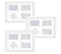 M1SS Multi Photo Picture Frames - White Multiple Photos 4 Aperture 4 x 6 Frame to Fit 4 Photos - Solid Wood 10 x 15cm- REAL GLASS - Three Photo's 6 x 4 Inch (Set of 3)