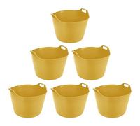 M1SS Multipurpose Extra Large 75L Flexi Tub “Set of 6” For Maximum Storage Plastic Bucket Container- MADE IN UK (Choose Your Favourite Colour) (Yellow)