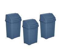 M1SS Navy Blue 8L Litre Plastic Swing Bin Waste Recycle Dustbins Kitchen, Bathroom Rubbish Refused Bins Indoor Outdoor Trash Can Removable Swing Lid for Kitchen, Home, Office, Bathroom (Set of 3)