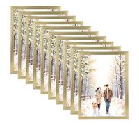 M1SS Pack of 10 - A4 Gold Photo Frames with Glass Front, Modern MDF Picture Frames for Wall Mount or Tabletop Display, Photo Certificate Poster & Art Frames for Home Office Decor