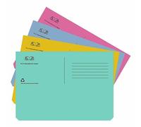 M1SS (Pack of 100 folders) A4 Pastel Coloured Foolscap Document Wallets 250 GSM Half Flap Assorted Colour 100% Recycled Folders for Office, Home & School Supplies, File Paper Work Organiser