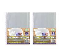 M1SS Pack of 200 A4 Punched Pockets Clear 45 Micron Strong Plastic Wallet Sleeves, Top Opening Poly Pockets for Ring Binder Folders