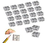 M1SS Pack of 24 Twin Hole Metal Sharpeners - Bulk Buy Pencil Sharpeners for School, Office & Home Use - Durable & Compact Twin Blade Design