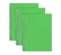 M1SS Pack of 3 A4 Notebook Spiral Bound, Green PolyCardboard Notebook, lined stationary Notepad