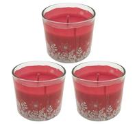 M1SS Pack of 3 Apple Cinnamon Scented Candle Glass Jar Candle 23hr Burn Time Aromatherapy Fragrance Christmas Candle Christmas Pattern Wrap Candles Perfect for Xmas Decoration