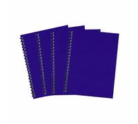M1SS Pack of 4 - A4 / A5 Spiral Bound Notebooks - Ruled 140 Pages, 68 GSM Writing Paper, Twin Wire Binding, Cardboard Cover, Notepad for School Supplies & Office Use (Blue, A4)