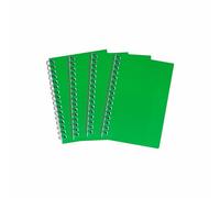 M1SS Pack of 4 - A4 / A5 Spiral Bound Notebooks - Ruled 140 Pages, 68 GSM Writing Paper, Twin Wire Binding, Cardboard Cover, Notepad for School Supplies & Office Use (Green, A5)