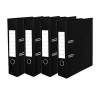 M1SS (Pack of 4) A4 Lever Arch File Black Colour Metal Edge & Finger Pull Metal Ring Folders Stationery Document Storage File