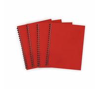 M1SS Pack of 4 - A4 Spiral Bound Notebooks - Ruled 140 Pages, 68 GSM Writing Paper, Twin Wire Binding, Cardboard Cover, Notepad for School Supplies & Office Use (Red)