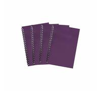 M1SS Pack of 4 - A5 Spiral Bound Notebooks - Ruled 140 Pages, 68 GSM Writing Paper, Twin Wire Binding, Cardboard Cover, Notepad for School Supplies & Office Use (Purple)