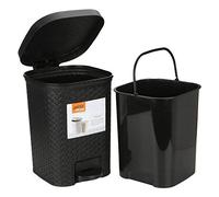 M1SS Plastic Dustbin Waste Bin Pedal Bin with Inner Bucket Rubbish Recycle Bin For Home Office Garden (7L Pedal Bin, Black)