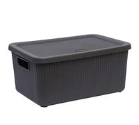 M1SS Plastic Storage Box with Lid and Handle Rectangular Storage Boxes Utility Box Rib Box Multi Use For Shelf Organisation Home, Bathroom (Large - 14L, Bottle Grey)