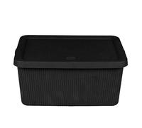 M1SS Plastic Storage Box with Lid and Handle Rectangular Storage Boxes Utility Box Rib Box Multi Use For Shelf Organisation Home, Bathroom (Small - 7L, Black)