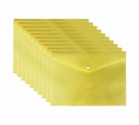 M1SS Plastic Wallets Folders - Pack of 20 Document Folder, Plastic Popper Wallet with Button Closure for Home, School, Travel and Office Supplies Storage (Pastel, Yellow, A4)