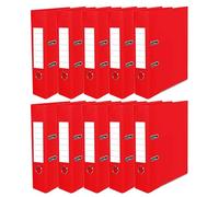M1SS Red Lever Arch File Set of 10 - Extra-Wide 7.5cm Spine A4 Binders with Strong Metal Locking Mechanism, Thumb Ring & Printed Index - High-Capacity Folder for Office, School, Home Filing