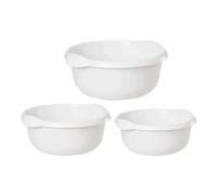 M1SS Round Plastic Bowl Set - Premium 3 Pcs 36cm, 32cm & 28cm Bowls Combo - Snow White - Deep Multipurpose Kitchen Bowls for Washing, Mixing, Storing & Serving