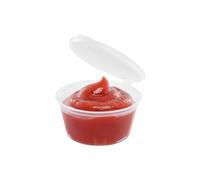 M1SS Round Sauce container with lids, 2oz/50ml Hinged Sauce Pots, Takeaway Containers for Meal Prep - Deli Pots For Dip Ketchup Chutney | Microwave & Freezer Safe, BPA Free(1000 pcs)
