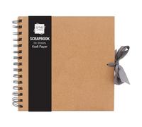M1SS Scrapbook Photo Album 100 Pages (20 x 20 cm) Brown Kraft Paper | Spiral-Bound with Ribbon Closure, Memory Book for Photos, Arts & Crafts, Travel, DIY Scrapbooking, Guest Book & Journaling