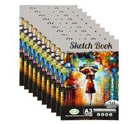 M1SS (Set of 10) A3 Artist's Sketch Book with Spiral Bound 130 GSM White Cartridge Paper 30Sheets/60 Pages Acid-Free Drawing Book Art Supplies for Drawing Sketching Art Book