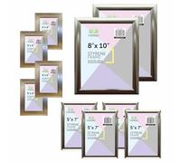 M1SS Set of 10 Gallery Wall Frame Set in Silver - Two 8x10, Four 5x7, Four 6x4 Frames - Collage Photo Frames for Wall with Horizontal and Vertical Formats for Wall and Tabletop