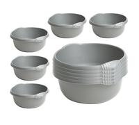 M1SS Set of 10 - Stylish Multi Purpose 28cm Round Washing Up Bowl for Kitchen Organisation Sink, Basin Holder Plastic Daily Routine Household Bulk Buy!! [Silver Colour]