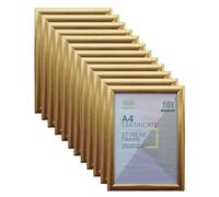 M1SS (Set of 12 - A4 Gold Photo Frame Styrene Front A4 Size Picture Frames Certificate Wood Effect Posters Portrait Wall Mountable Gift Wall Art Gallery Home Decor (21 x 29.7 cm)