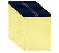 M1SS (Set of 12)- Yellow Legal Pads 80GSM 50 Sheets Feint Ruled Lines Perforated Paper Refill Pad Writing Notepad Memo Book with Hardback Board