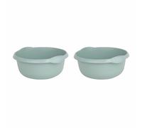 M1SS Set of 2-36cm Round Plastic Washing Up Bowl, Sink Tidy, Kitchen Basin, Mixing Bowl- Ideal for Kitchen, Bathroom, Laundry & Multipurpose Uses. (Silver sage)