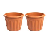 M1SS Set of 2-40cm Terracotta Round Plastic Plant Pot Nursery Planter Decorative Flower Pot Garden Container for Indoor Outdoor Plants/Flowers, Bonsai Plants, Aloe, Herb, Orchid and More- 20L