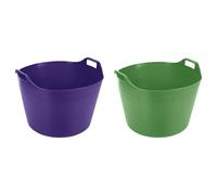 M1SS (Set of 2) 75L Litre Blue And Sky Blue Robust Versatile Extra Large Flexi Tub Garden Home Flexible Plastic Storage Container Bucket Trugs Horse Feeder Flex Tub- MADE IN UK (Purple + Lime Green)