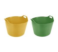 M1SS (Set of 2) 75L Litre Yellow And Lime Green Robust Versatile Multipurpose Extra Large Flexi Tub Garden Home Flexible Plastic Storage Container Bucket tub Trugs Horse Feeder Flex Tub - Made in UK