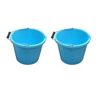 M1SS Set of 2- Blue Plastic Builders Bucket 3 Gallon 14 Litre Water Mixing Storage Strong with Measuring Guide, Handle And Spout (Made in U.K)