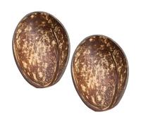 M1SS Set of 2 Natural Oval Coconut Shell Bowls | 150 ML Each | Ideal for Ice Cream, Desserts, Snack & Nuts and Serving | Eco-Friendly, Handmade Natural Coconut Shell | Sustainable Design