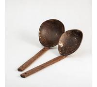 M1SS (Set of 2) Wooden Coconut Shell Serving Spoon 32 cm, Handcrafted, Eco- Friendly, Sturdy and Durable Perfect for Kitchen Cooking, Serving Rice, Daal, Stirring soups