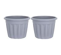 M1SS Set of 2 X 40cm Upcycled Grey Round Plastic Plant Pot 20L Nursery Planter Decorative Garden Flower Pot Container for Indoor/Outdoor Use and More Plants/Flowers - Made In UK