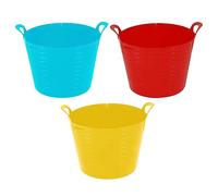 M1SS Set of 3 - 26L Litre Flexi Sky Blue, Yellow, Red - Robust Versatile Multipurpose Large Flexi Tub Garden Home Flexible Plastic Storage Container Bucket Tub Trug Horse Feeder Flex Tub- MADE IN UK