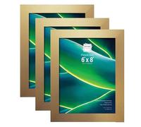 M1SS Set of 3-6 X 8 Inch Gold Photo Frame with Glass Front Table-Top/Easel Back and Wall Mounted for Home Décor Elegant Picture Frames Certificate Portrait or Landscape, Photo Frames