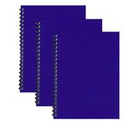 M1SS Set of 3 A4 Cardboard Notebook Spiral Bound Blue Cover Notebook with Hi- Bright Paper140 Pages Ruled Stationary Notepad/Journal