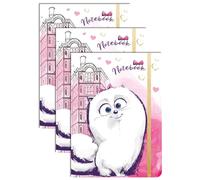 M1SS Set of 3 - A5 Ruled Hardback Notebook with Paw Charm - Pet-Themed Journal with Bookmark, Elastic Closure - Best Gift for Animal Lovers, School, Office or Home
