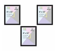 M1SS (Set of 3 Black 8" x 10" Picture Frame with Styrene front Sleek Design Photo Frames Wall Hanging Tabletop for Wedding Christmas Family Home Office Classic Wall Décor